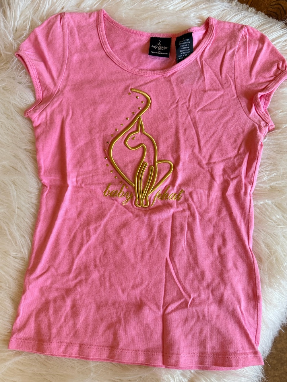 Baby Phat Pink Tee with Gold Logo Accent